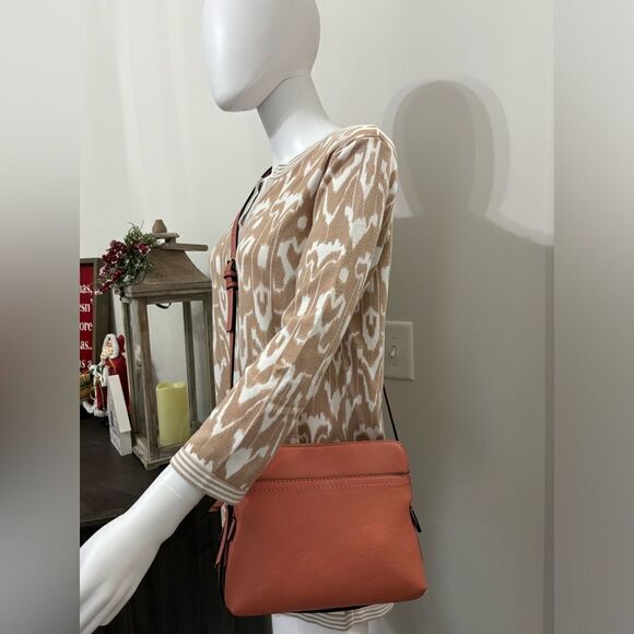 Dusty Orange Crossbody, 4 Zipper Compartments, 3 Slip Pockets, Adjustable Strap - Picture 11 of 12